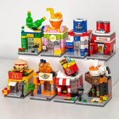 Assembled Puzzle Kindergarten Children's Gift Boys' and Girls' Building Blocks Compatible with Lego 6-12 Years Old Street View Building Blocks Toys