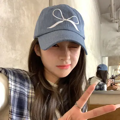 Women Bow Embroidered Baseball Cap Large Head