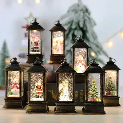 Christmas Wind Lamp with Santa Decor Crystal Design