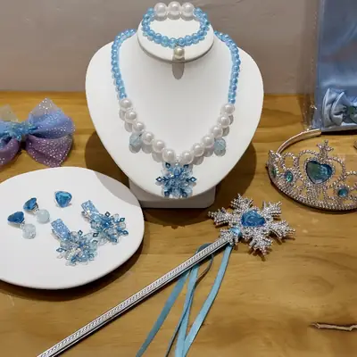 Frozen Princess Crown Baby Necklace Set Purple Pearl