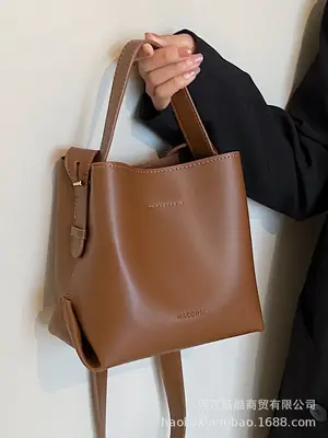 Women's Retro Korean Bucket Bag Tan 2024
