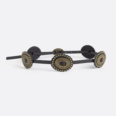 Women's Bohemian Belt with Crystal Buckles Black