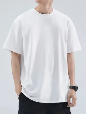 Men Black Cotton T-Shirt Loose Fit Summer Wear