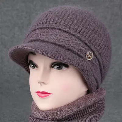 Winter Wool Knitted Hat for Women Men Old Age Warm