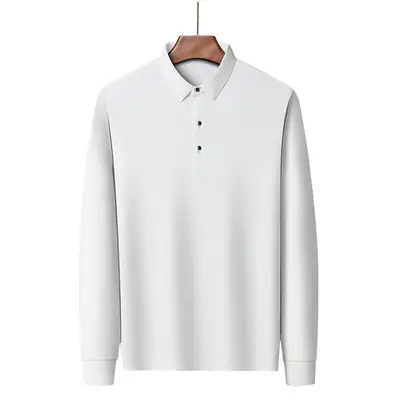 Men's Solid Color Lapp Polo Shirt Long Sleeve Spring Autumn