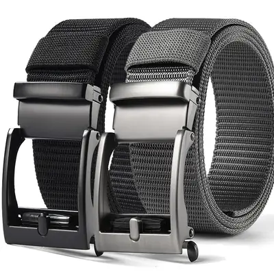 Men's Brown Nylon Belt with Automatic Buckle