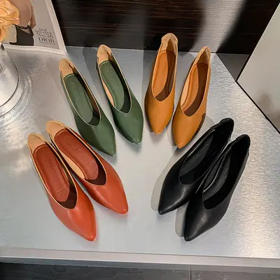 Women's Work Shoes, Black, Flat, Soft Sole, Soft Leather, Professional Interview, Work Attire, Not Tiring for Feet, Comfortable for Long Standing, Women's Flats