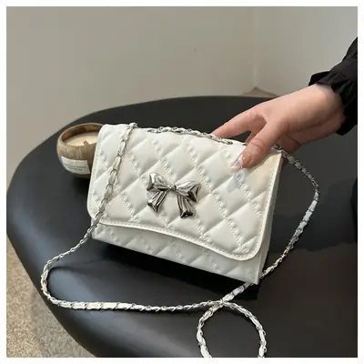 Pink Rhombic Chain Shoulder Bag for Women 2024