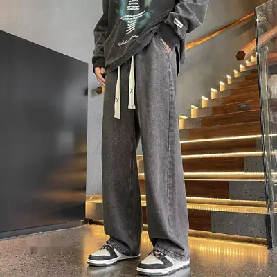 American Retro Jeans Boys Wide Leg Straight Tube Pants