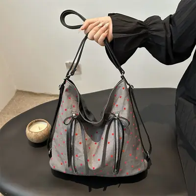 Casual Commuter Polka Dot Shoulder Tote Bag 2024