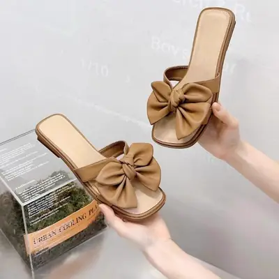Women's Bow Sandals Medium Silk Mesh Two Wear
