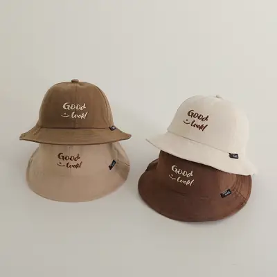 Children's Letter Sun Hats Brown & Beige All-Match