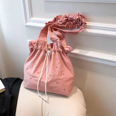 Rhinestone Pleated Shoulder Bag for Women 2024