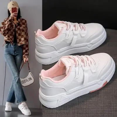 Women White Flat Casual Shoes 2025 Summer