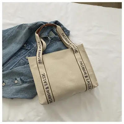 Vintage Canvas Shoulder Bag Black Large Capacity