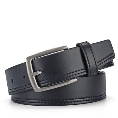 Men's Brown Leather Belt with Silver Buckle