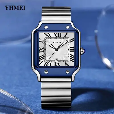 Yhmei Blue Roman Dial Quartz Watch with Steel Band
