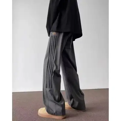 Men's American Style Side Three Bar Pants Black Plus Size