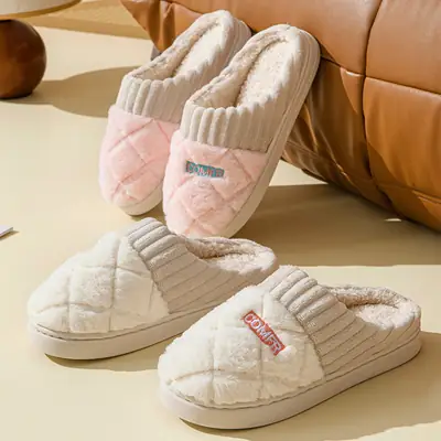 Men Cotton Plush Slippers Winter Warm Comfortable
