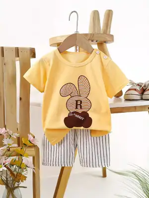 Boys Cotton Frog Print Shorts Suit Summer