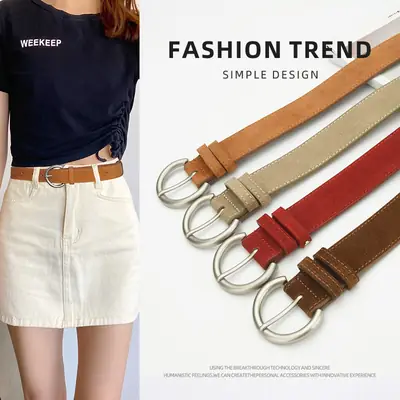 Women's Frosted Pin Buckle Belt Coffee Color