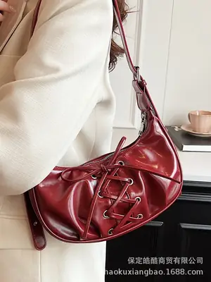 Red Leather Crossbody Bag for Women 2024