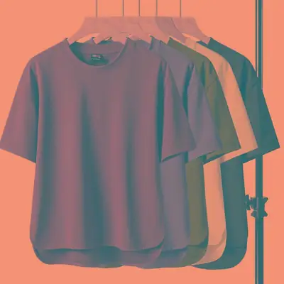 Men Black Short Sleeve T-Shirt Korean Style Loose Casual