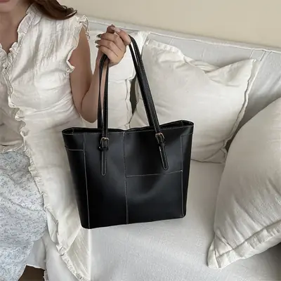 Women's Large Capacity Brown Leather Tote Bag