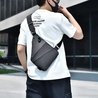 Men's Grey Shoulder Bag Travel Casual Wholesale