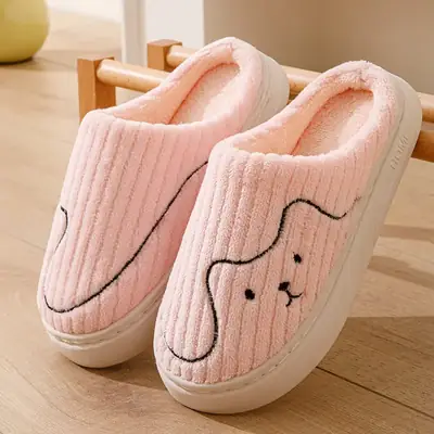 Pink Cotton Moon Slippers for Men Winter Home Wear