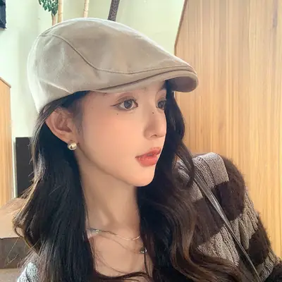 British Style Vintage Newsboy Hats Women Solid Color All-match