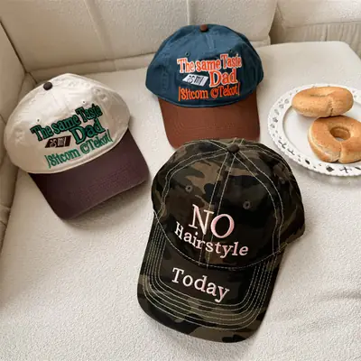 American Style Retro Washed Cap Men Women Street English Embroidery