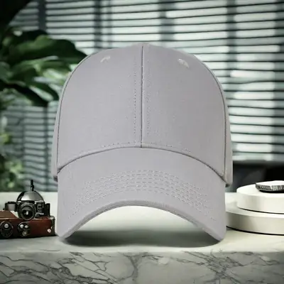 Men's Grey Cotton Baseball Cap UV Protection