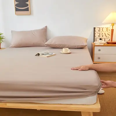 Solid color non-printed wind water wash cotton bed hat bed cover single piece all-inclusive bed sheet mattress non-slip protective cover dust cover wholesale