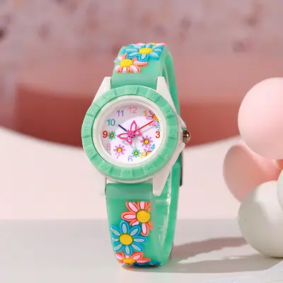 Little Red Daisy Silicone Watch for Girls