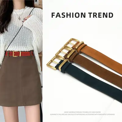 Red Pin Buckle Belt for Women Fashion