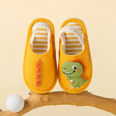 Spring and autumn cartoon cute dinosaur strap baby cotton slippers wholesale winter warm breathable indoor boys and girls slippers
