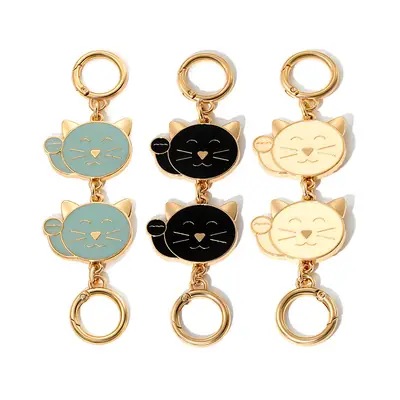 Cat Earrings Keychain Gold Black Decorative Chain