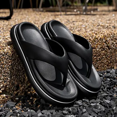 Eva Flip-flops Women's Summer Sandals and Slippers Thick Sole Height-increasing Non-slip Odor-proof Outer Wear Anti-odor Couple Clip Seaside Beach Shoes