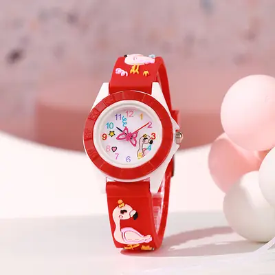 Kids Cartoon Silicone Watch Purple Quartz