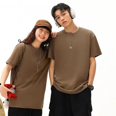 Men Black Cotton Crewneck T-Shirt 230g