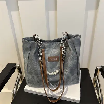 Women's Distressed Leather Shoulder Bag Large Capacity 2024