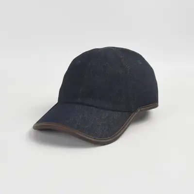 Dark Blue Leather Baseball Cap for Men Women Autumn Winter