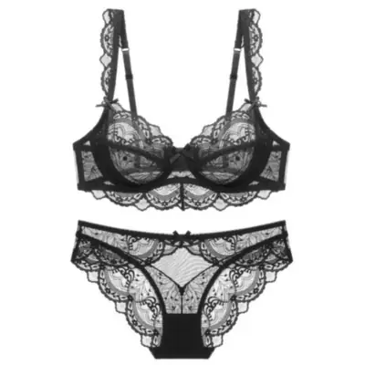 Black Lace Ultra-Thin Intimates with Big Breasts