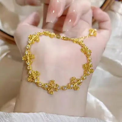 Gold Ancient Iris Flower Bracelet for Women