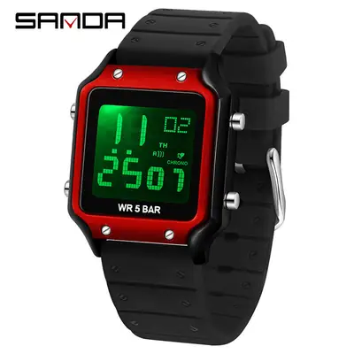 Pink Sanda Digital Watch 8.5 Bar Waterproof