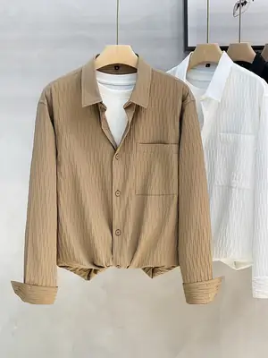 Men's Black Striped Long Sleeve Shirt with Pants Set