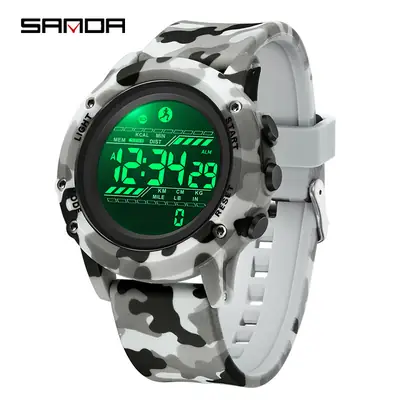 Sanda Camouflage Digital Watch with Alarm & Step Counter