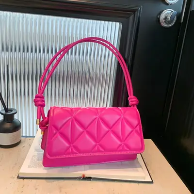 Korean Style Women's Brown Diamond Pattern Shoulder Bag