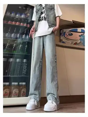 Men's American Style Oversized Jeans Winter Wash